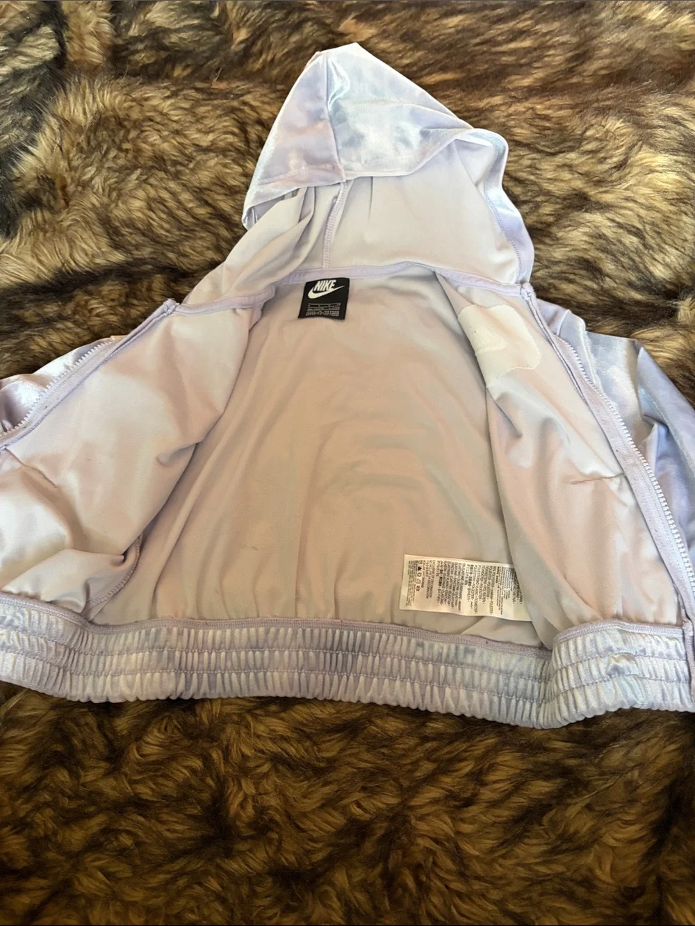 Nike Girls Velour Full Zip Hooded Jacket Shimmering Lavender 4-5 Years